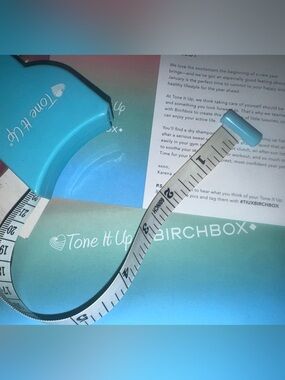 NWOT Original Tone It Up Branded Tape Measure Teal Blue + Extra TIU Goodies!